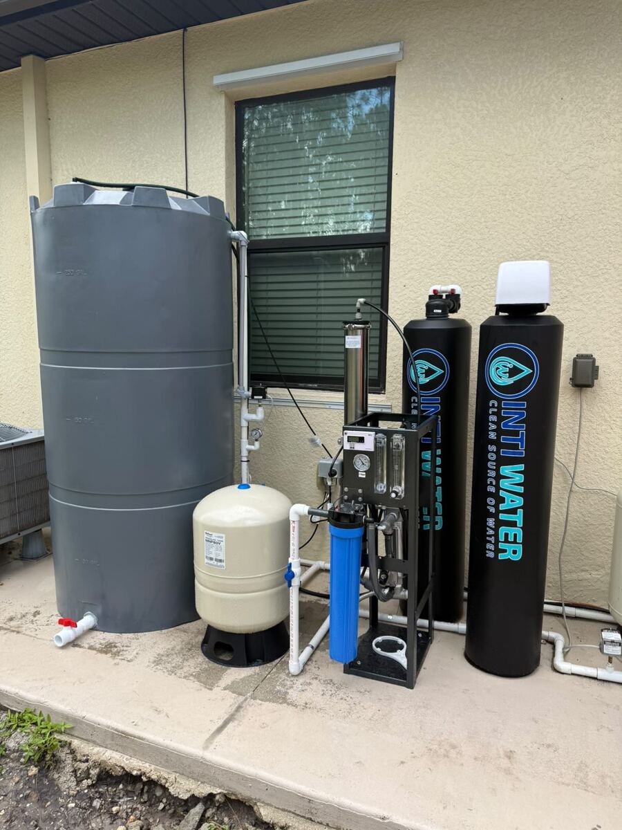 Custom multi-stage water treatment configuration with storage and membrane rack